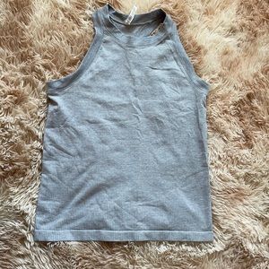 Athleta Gray Ribbed High Neck Tank